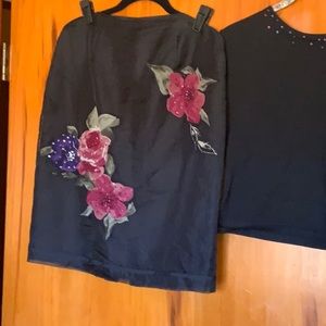 Donna Morgan black skirt set size 6